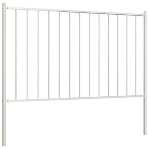 vidaXL Fence Panel with Posts Powder-coated Steel 1.7x1.25 m White