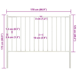 vidaXL Fence Panel with Posts Powder-coated Steel 1.7x1.25 m White