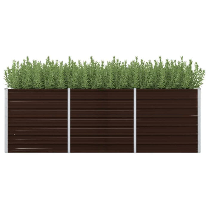 vidaXL Garden Raised Bed Brown 240x80x77 cm Galvanised Steel