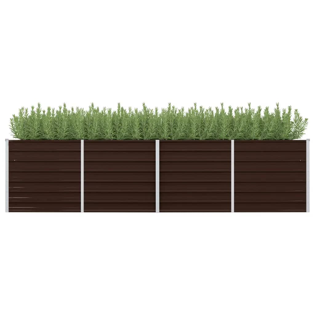 vidaXL Garden Raised Bed Brown 320x80x77 cm Galvanised Steel