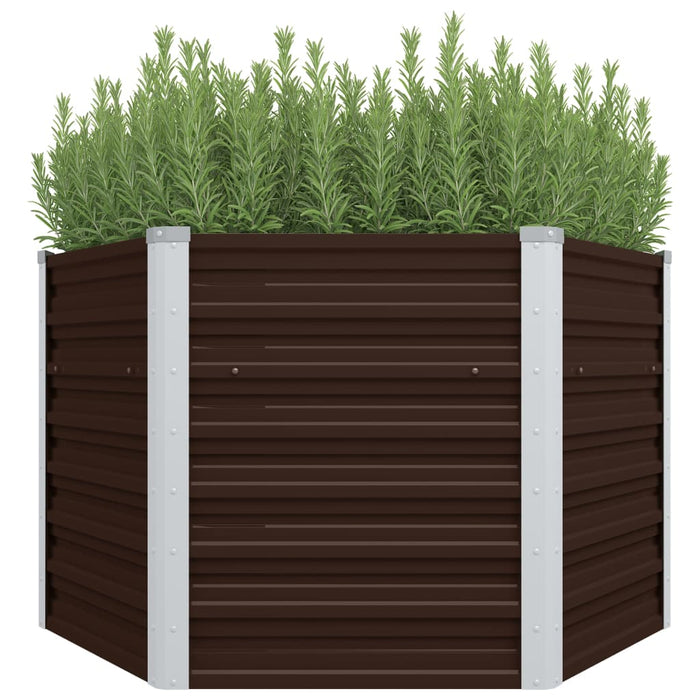 vidaXL Garden Raised Bed Brown 129x129x77 cm Galvanised Steel