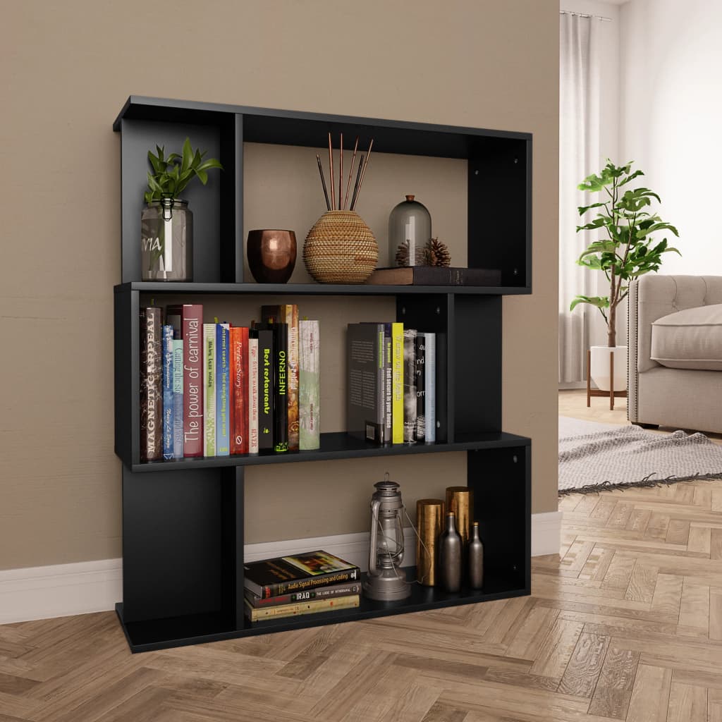 vidaXL Book Cabinet/Room Divider Black 80x24x96 cm Engineered Wood