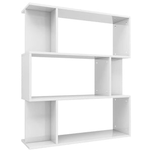 vidaXL Book Cabinet/Room Divider High Gloss White 80x24x96 cm Engineered Wood