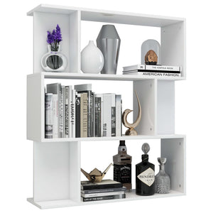 vidaXL Book Cabinet/Room Divider High Gloss White 80x24x96 cm Engineered Wood