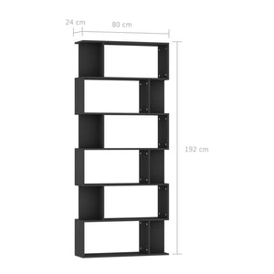 vidaXL Book Cabinet/Room Divider Black 80x24x192 cm Engineered Wood