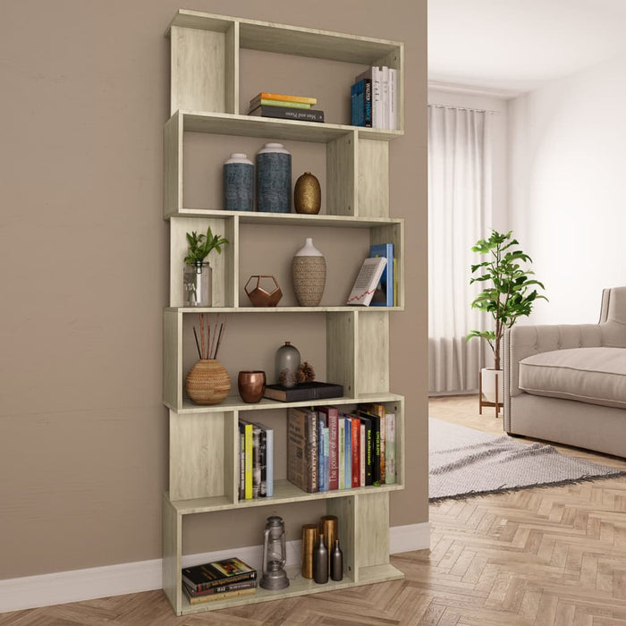 vidaXL Book Cabinet/Room Divider Sonoma Oak 80x24x192 cm Engineered Wood