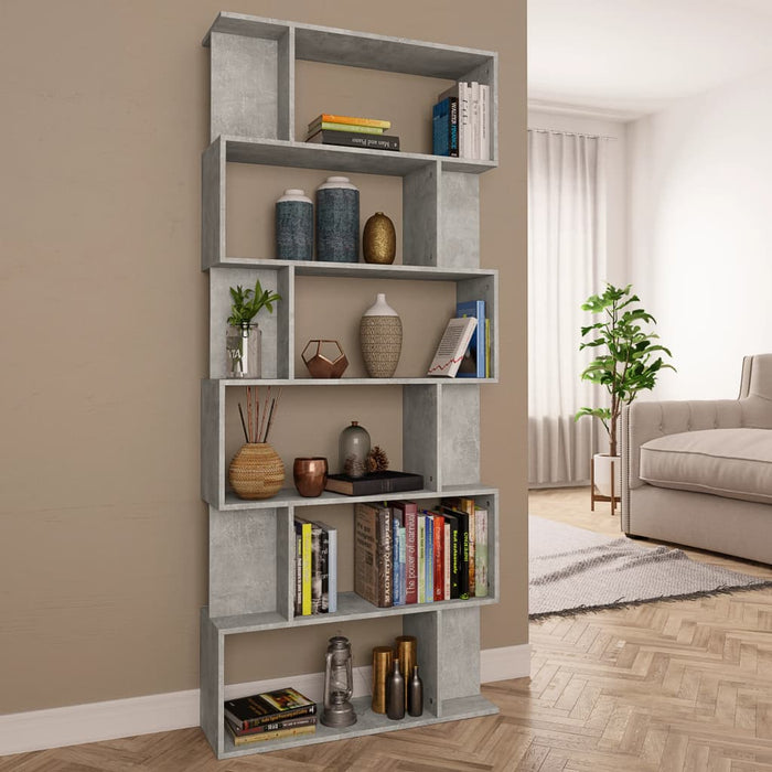 vidaXL Book Cabinet/Room Divider Concrete Grey 80x24x192 cm Engineered Wood