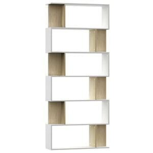 vidaXL Book Cabinet/Room Divider White and Sonoma Oak 80x24x192 cm Engineered Wood