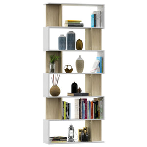 vidaXL Book Cabinet/Room Divider White and Sonoma Oak 80x24x192 cm Engineered Wood