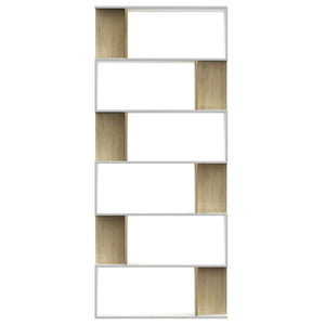 vidaXL Book Cabinet/Room Divider White and Sonoma Oak 80x24x192 cm Engineered Wood