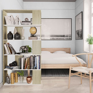 vidaXL Book Cabinet/Room Divider White and Sonoma Oak 80x24x159 cm Engineered Wood