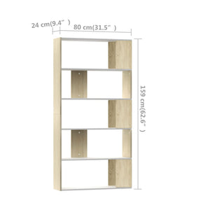 vidaXL Book Cabinet/Room Divider White and Sonoma Oak 80x24x159 cm Engineered Wood