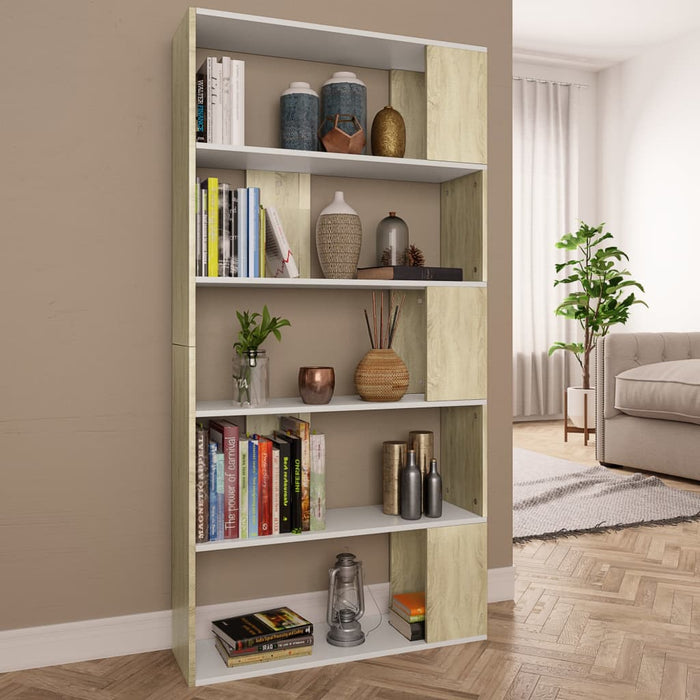 vidaXL Book Cabinet/Room Divider White and Sonoma Oak 80x24x159 cm Engineered Wood