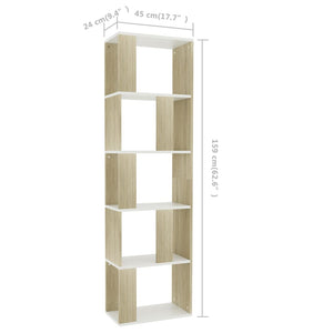 vidaXL Book Cabinet/Room Divider White and Sonoma Oak 45x24x159 cm Engineered Wood