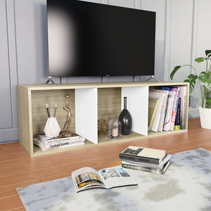 vidaXL Book Cabinet/TV Cabinet White and Sonoma Oak 36x30x114 cm Engineered Wood