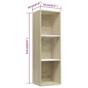 vidaXL Book Cabinet/TV Cabinet White and Sonoma Oak 36x30x114 cm Engineered Wood