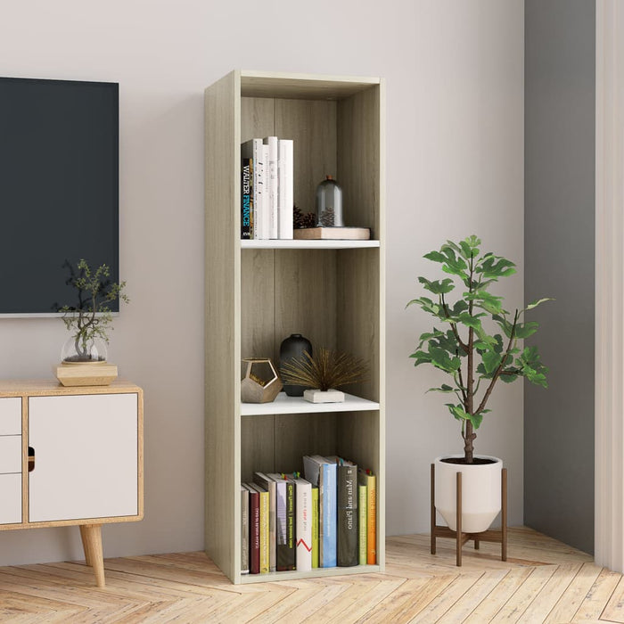 vidaXL Book Cabinet/TV Cabinet White and Sonoma Oak 36x30x114 cm Engineered Wood