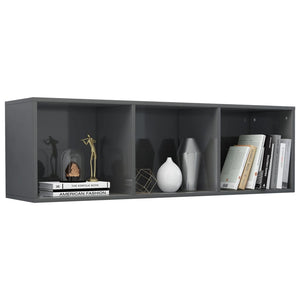 vidaXL Book Cabinet/TV Cabinet High Gloss Grey 36x30x114 cm Engineered Wood