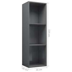 vidaXL Book Cabinet/TV Cabinet High Gloss Grey 36x30x114 cm Engineered Wood