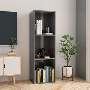 vidaXL Book Cabinet/TV Cabinet High Gloss Grey 36x30x114 cm Engineered Wood