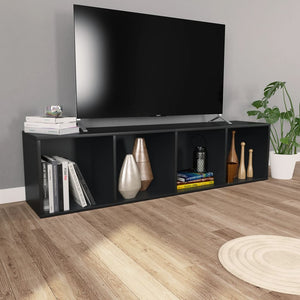 vidaXL Book Cabinet/TV Cabinet Black 36x30x143 cm Engineered Wood