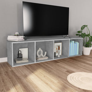 vidaXL Book Cabinet/TV Cabinet Concrete Grey 36x30x143 cm Engineered Wood