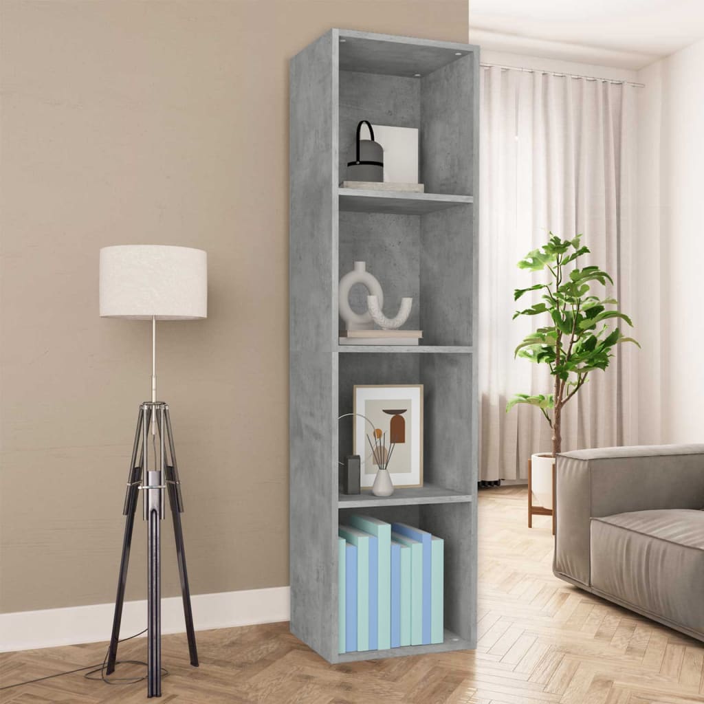 vidaXL Book Cabinet/TV Cabinet Concrete Grey 36x30x143 cm Engineered Wood