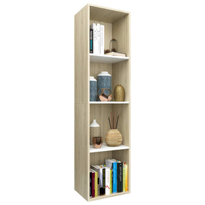 vidaXL Book Cabinet/TV Cabinet White and Sonoma Oak 36x30x114 cm Engineered Wood