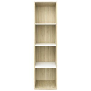 vidaXL Book Cabinet/TV Cabinet White and Sonoma Oak 36x30x114 cm Engineered Wood