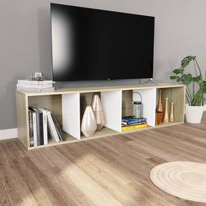 vidaXL Book Cabinet/TV Cabinet White and Sonoma Oak 36x30x114 cm Engineered Wood