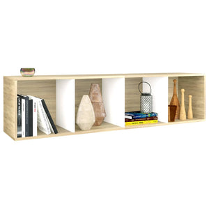 vidaXL Book Cabinet/TV Cabinet White and Sonoma Oak 36x30x114 cm Engineered Wood