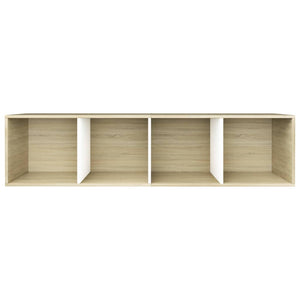 vidaXL Book Cabinet/TV Cabinet White and Sonoma Oak 36x30x114 cm Engineered Wood