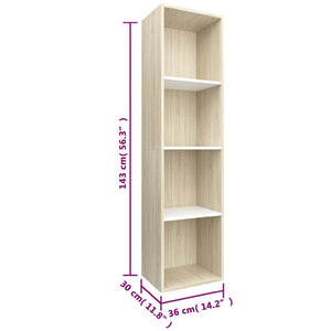 vidaXL Book Cabinet/TV Cabinet White and Sonoma Oak 36x30x114 cm Engineered Wood