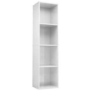 vidaXL Book Cabinet/TV Cabinet High Gloss White 36x30x143 cm Engineered Wood