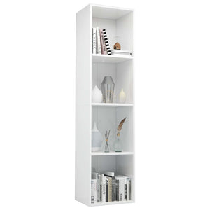 vidaXL Book Cabinet/TV Cabinet High Gloss White 36x30x143 cm Engineered Wood