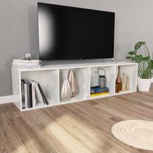 vidaXL Book Cabinet/TV Cabinet High Gloss White 36x30x143 cm Engineered Wood