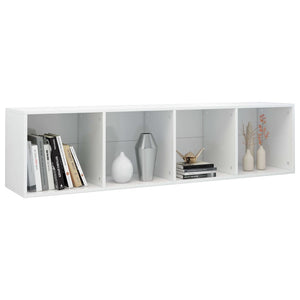 vidaXL Book Cabinet/TV Cabinet High Gloss White 36x30x143 cm Engineered Wood