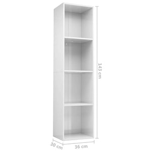 vidaXL Book Cabinet/TV Cabinet High Gloss White 36x30x143 cm Engineered Wood