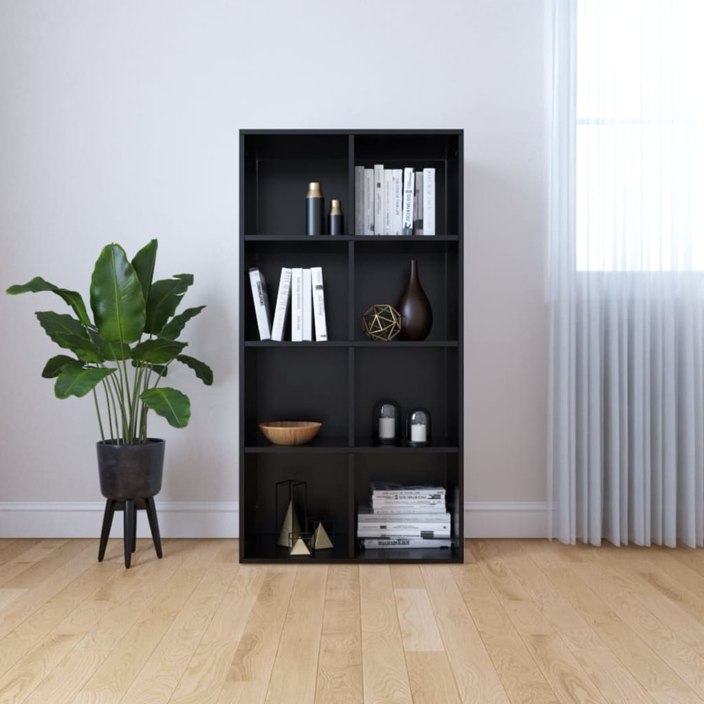 vidaXL Book Cabinet/Sideboard Black 66x30x130 cm Engineered Wood