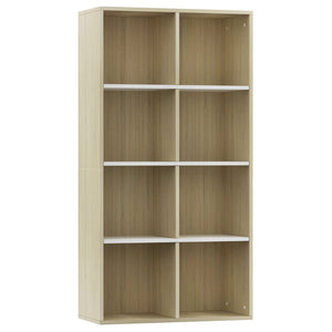 vidaXL Book Cabinet/TV Cabinet White and Sonoma Oak 36x30x114 cm Engineered Wood