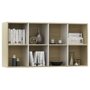 vidaXL Book Cabinet/TV Cabinet White and Sonoma Oak 36x30x114 cm Engineered Wood