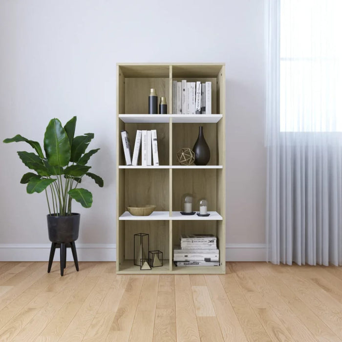 vidaXL Book Cabinet/TV Cabinet White and Sonoma Oak 36x30x114 cm Engineered Wood