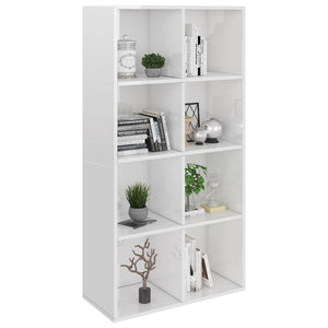 vidaXL Book Cabinet/Sideboard High Gloss White 66x30x130 cm Engineered Wood