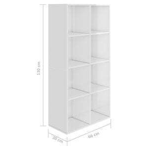 vidaXL Book Cabinet/Sideboard High Gloss White 66x30x130 cm Engineered Wood