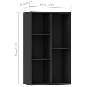 vidaXL Book Cabinet/Sideboard Black 50x25x80 cm Engineered Wood