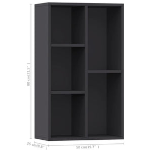 vidaXL Book Cabinet/Sideboard Grey 50x25x80 cm Engineered Wood