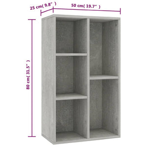 vidaXL Book Cabinet/Sideboard Concrete Grey 50x25x80 cm Engineered Wood