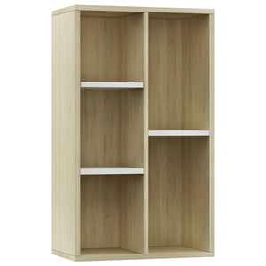 vidaXL Book Cabinet/Sideboard White and Sonoma Oak 50x25x80 cm Engineered Wood