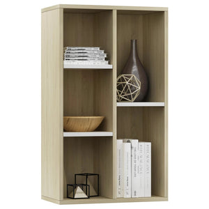 vidaXL Book Cabinet/Sideboard White and Sonoma Oak 50x25x80 cm Engineered Wood