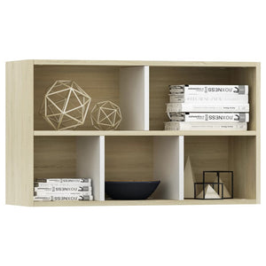 vidaXL Book Cabinet/Sideboard White and Sonoma Oak 50x25x80 cm Engineered Wood